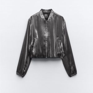 NWT Zara Sateen Foil Bomber - Small (Winter 23’/24’ Collection)